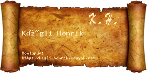 Kégli Henrik névjegykártya